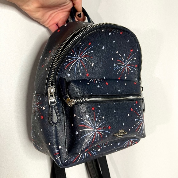 COACH #f72774 | ULTRA RARE navy firework Americana printed mini Charlie backpack - Picture 4 of 13
